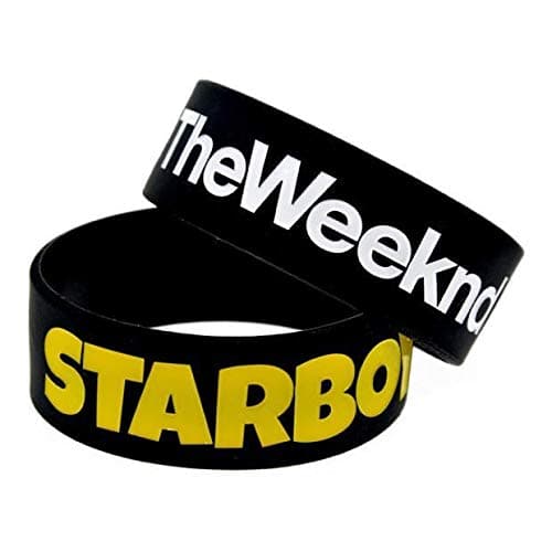 1 Inch Strap "The Weeknd StarBoy" Soft Silicone Bracelet Star Bracelets (Color : Black)