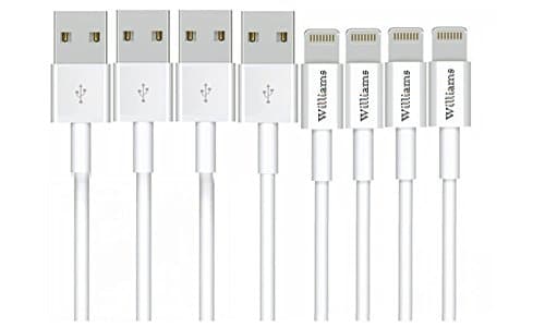 (4 Pack) USB Cable/Sync Lead for Mobile Phones - iPhone 6/6 plus, 5/5s/5c, iPad Mini/Air, iPad 4G, iPod Touch 5G - (1m, White)
