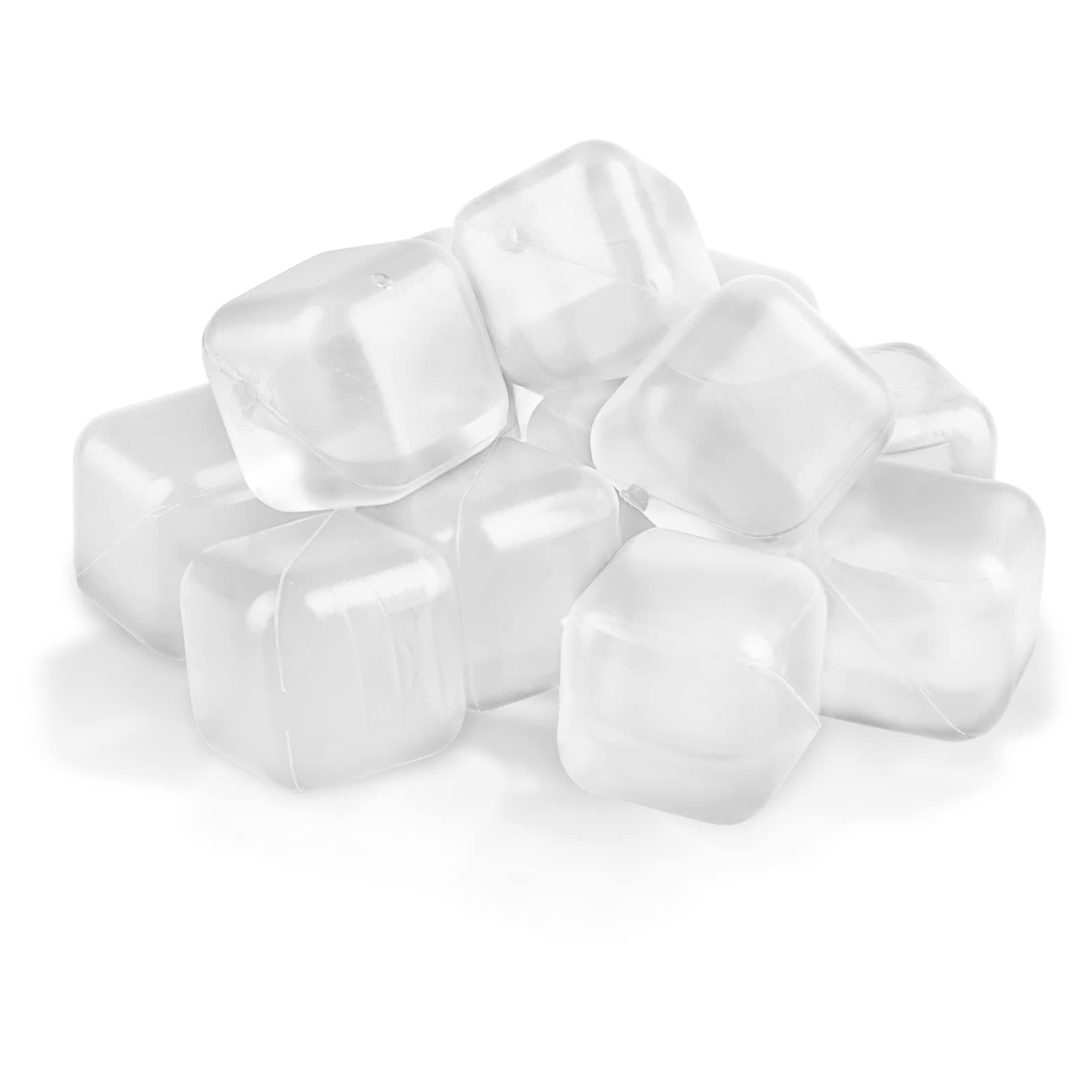 60 Pack Reusable Ice Cubes - Non Melting, Refreezable Plastic Ice Cubes for Drinks | Keep Whiskey, Wine, Cocktails, Coffee Cold Without Watering Down | BPA Free (Transparent)