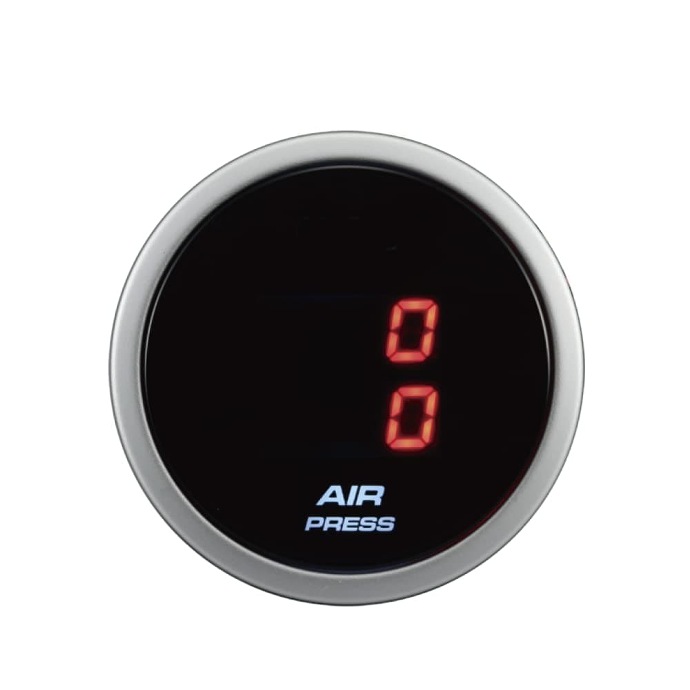 MOTOR METER RACING 52mm 2-1/16" Digital Dual Air Pressure Gauge Air Ride & Air Bag Suspension System Red LED 220 PSI