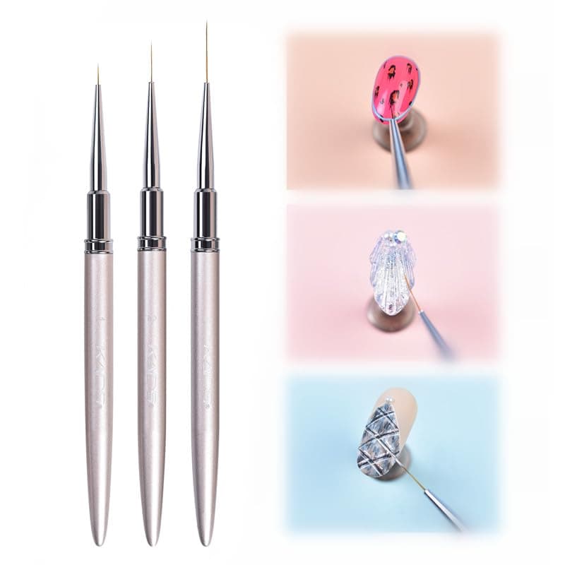 Nail Art Liner Brushes Kolinsky Nail Art Brush Liner Brush UV Gel Polish Painting Nail Design Brush Metal Handle Nail Drawing Pens 8/15/20mm (8mm+15mm+20mm)
