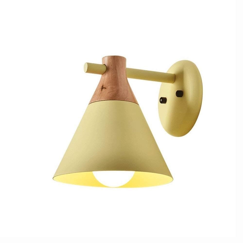 RMXMY Nordic Modern Minimalist Creative Macarons Restaurant Aisle Wall Light Living Room Bedside Lamp Balcony Wooden Wall Wall Lamp (color : Yellow)