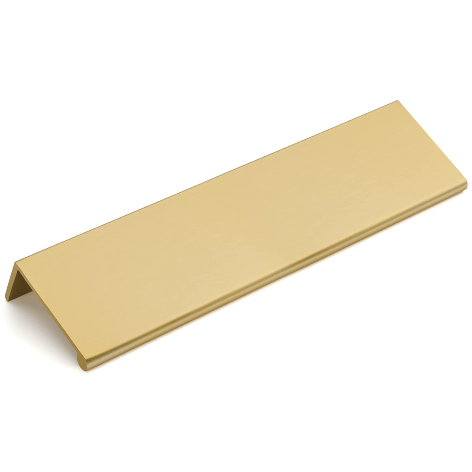 goldenwarm 5 Pack Gold Finger Edge Pulls Drawer Finger Pulls Champagne Gold Kitchen Hardware Handles Bedroom Dresser Drawers,5in Hole Center