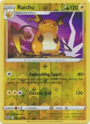 Pokemon - Raichu 050/195 - Silver Tempest - Reverse Holo Foil Card