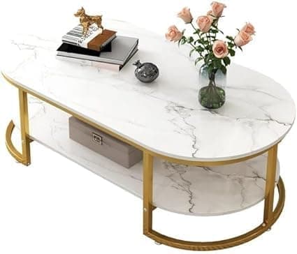 Vital Living Room Coffee Table Decoration Accessories Luxury Writing Table White Modern Design Muebles Living Room Furniture (White + Gold, L120 * W60 * H45)
