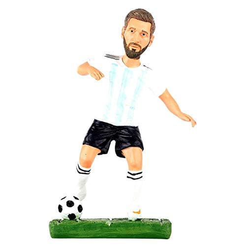 WOW HEADS Messi Fig Standing Polystone Figurine - 6 Inch | Handmade Natural Color Traditional Style Statue Hand-Painted, Unbelievable Likeness, Head Knocker Collectible Decor