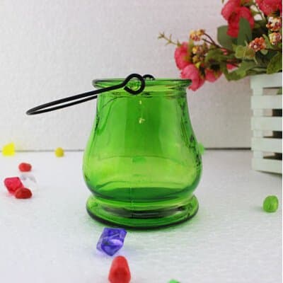 Colorful Glass vase Creative Furnishing Plant Bottle hydroponic Flower Glass vase Bottle for Home Decoration Color Green