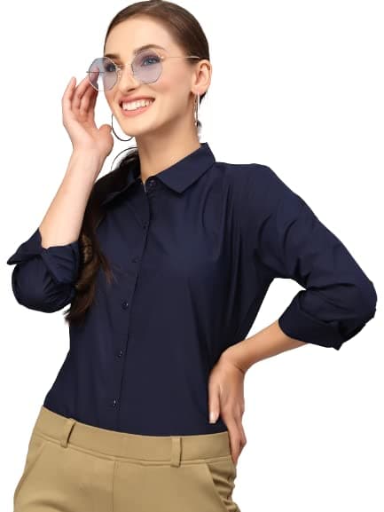 Style QuotientWomen Solid PolyCotton Regular Formal Shirt