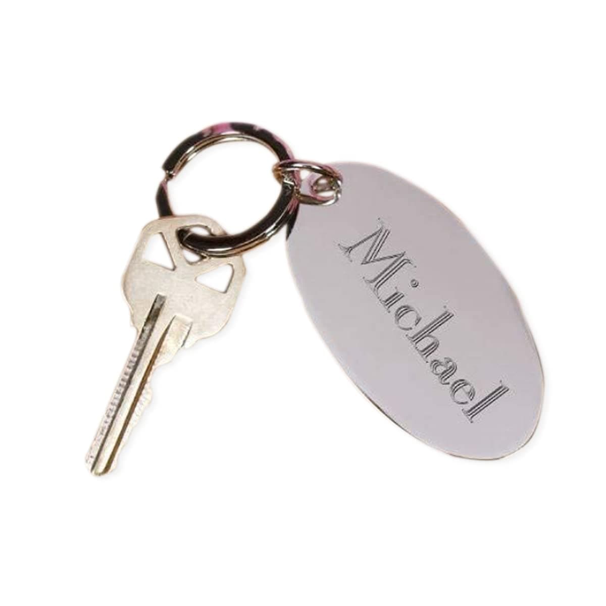 Key Chain, Personalized Silver Metal Oval Keychains With Printed Custom Name/Quote, Best Key Ring Gifts For Women and Men