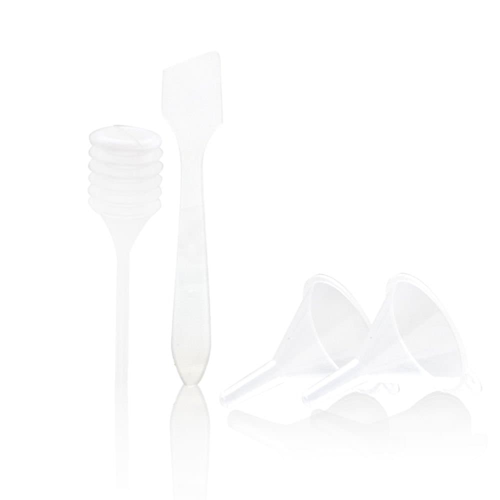Plastic Funnels to fill Travel Bottles, Spatula and Dropper Set