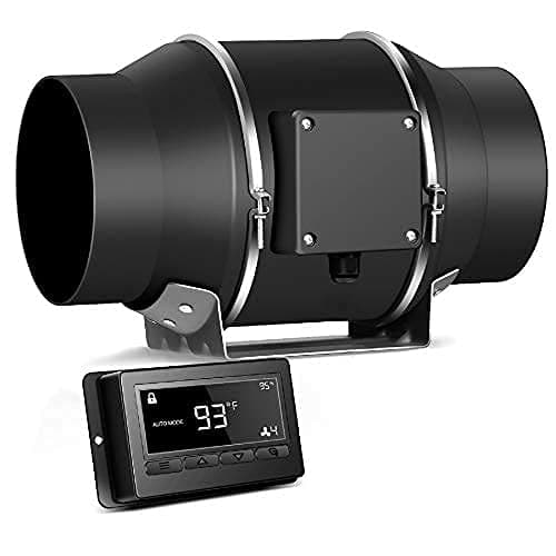 MICROMALL Quiet 6” Inline Duct Fan with Temperature Humidity Controller - Ventilation Exhaust Fan Using for Heating Cooling Booster, Grow Tents, Hydroponics, Home use Ventilation and Exhaust Blower.