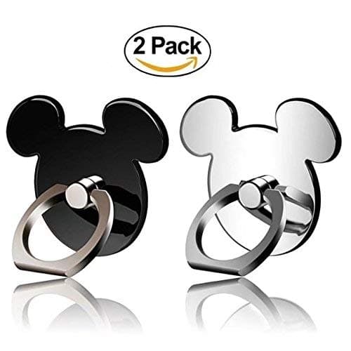 Finger Ring Stand 2Pack Black Silver 360° Rotation Cell Phone Ring Stand Grip kickstand Universal Smartphone Holder iPhone Ring Grip for iPhone X8 7 Plus 6S Huawei