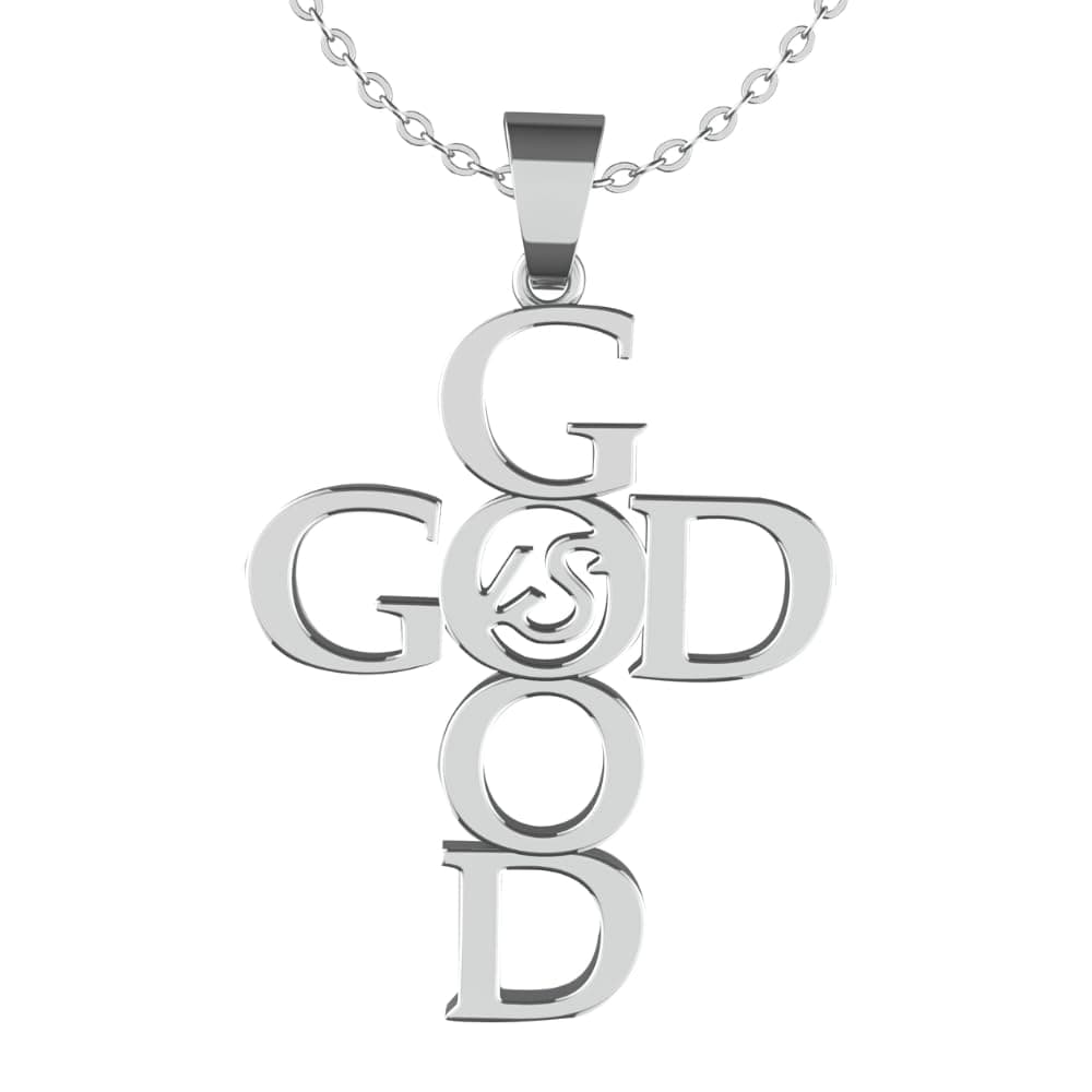 The Positive ChristianGod is Good Cross Necklace - Adjustable 20" Stainless Steel God Is Good Necklace - Silver Christian Jewelry - Faith Jewelry Gift for Christmas, Wedding, Anniversary