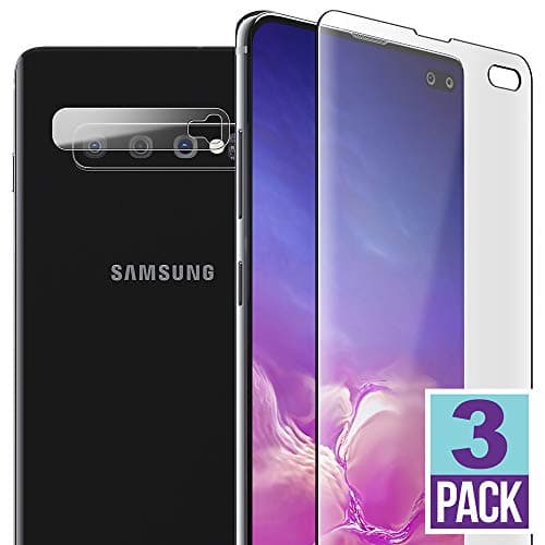 FlexGear Galaxy S10 Plus Screen and Camera Lens Protector [Protective Kit] HD Film, Designed for Galaxy S10+ (3-Pack)