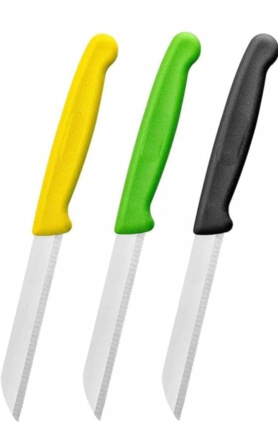 Stainless Steel Kitchen Knife, Vegetable Cutting and Chopping Knife, Serrated Edge (AISI - 420J2) (110 mm, 2)