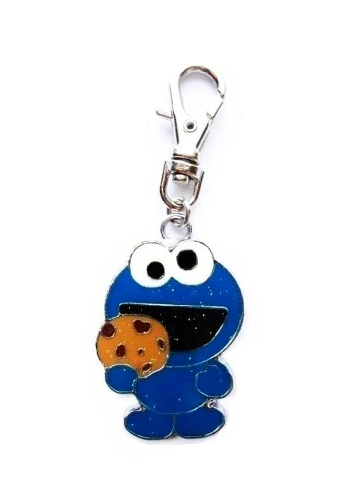 COOKIE MONSTER JEWELRY CHARM PET COLLAR DOG CAT ZIPPER PULL PURSE BAG CHARM JACKET BACKPACK KEYCHAIN