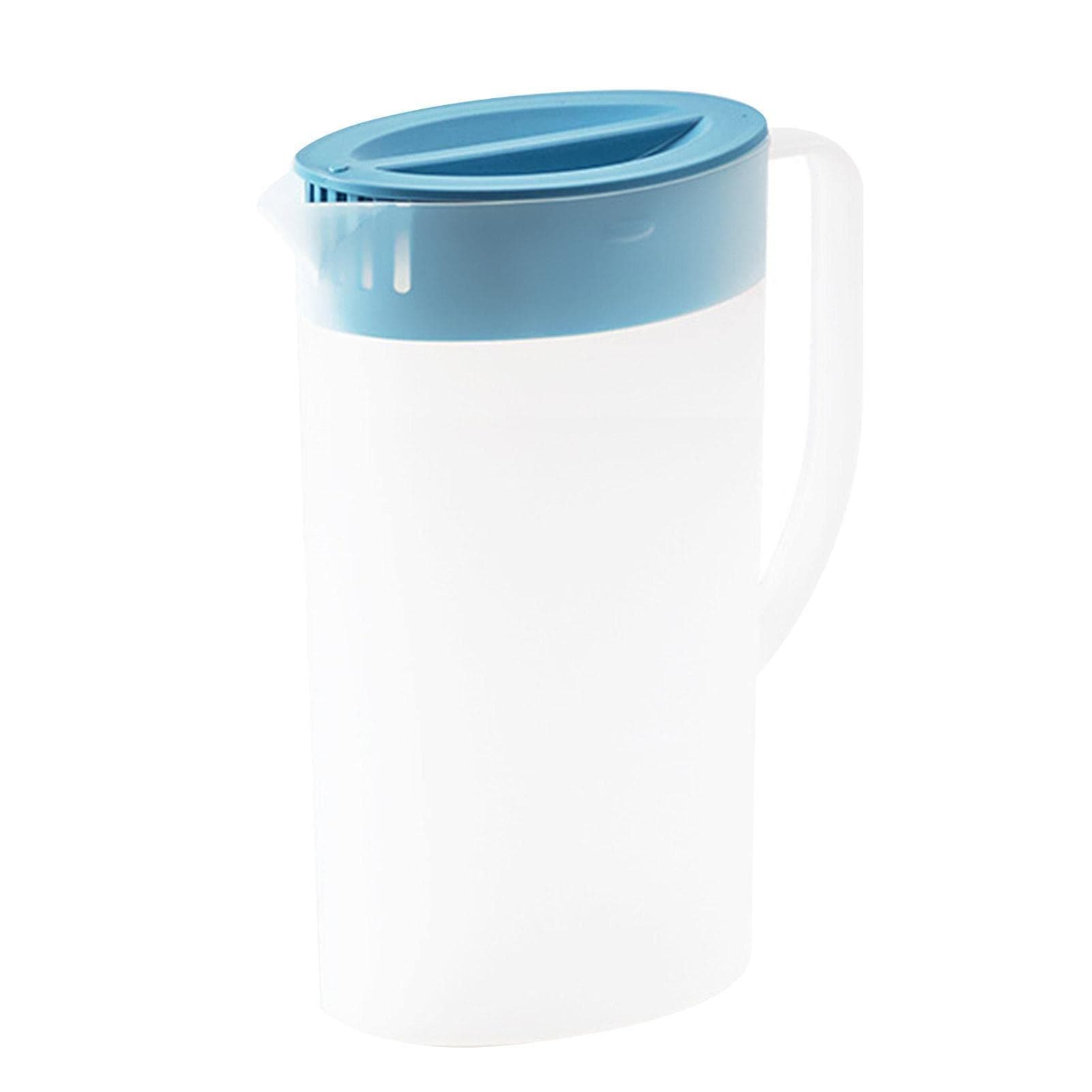 Juice Pitcher with Lid, Aqua Fridge Door Water Jugg with Handle, Drinks Container for Juice, Milk, Beverages Food Grade Kettle with Large Mouth BPA Free Pitcher with Flipp Top