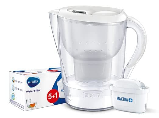 BRITA Combo Pack Of Marella Xl Water Filter Jug 3.5L White & 6Pc+1Pc Free Maxtra+Refill Cartridge|Powerful Filtration With Microflow Technology | Activated Micro Carbon Pearls For Fresh & Tasty Water