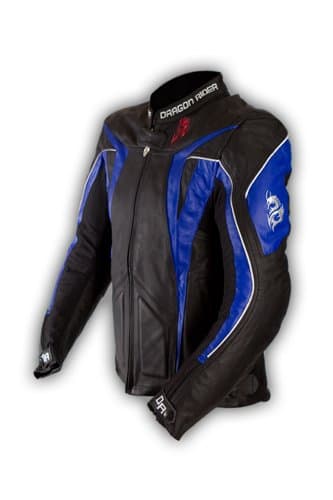 Dragon Rider Sword Leather Motorcycle Jacket - Blue - X-Large