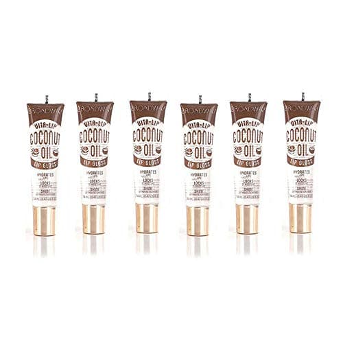 Broadway Vita-Lip Clear Lip Gloss (Coconut Oil 6 Pack), Ultra-Hydrating & Soothing Formula with Vitamin Oils, High-Shine Non-Sticky Finish, Healing Glossy Lip Balm Locks in Moisture