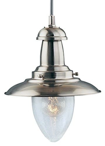 Marco Tielle Modern Satin Silver Fisherman Pendant Ceiling Light with Seeded Glass Shade 1 x 60watt MT7875AB