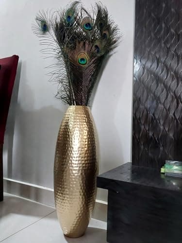 Large Big Tall Size Trumpet Shape Flower Vase (24 Inch) | Gold Metal Floor Flower Vase For Home Decor Living Room Corner Large Long Big Size