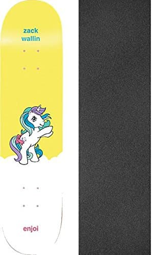 Enjoi Skateboards Zack Wallin My Little Pony Skateboard Deck Resin-7-8" x 31.7" with Jessup Black Griptape - Bundle of 2 Items