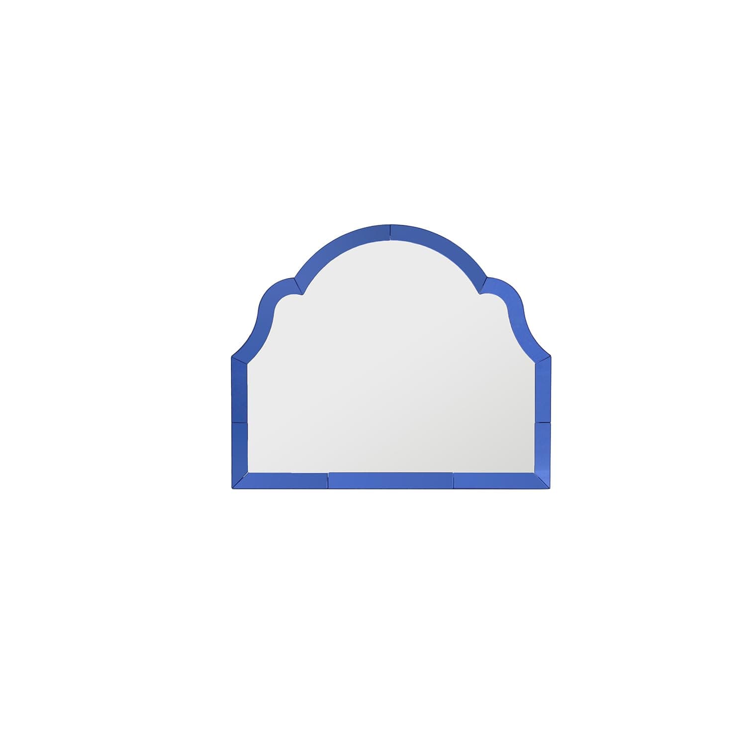 20" x 24" Wall Mount Decorative Arched Top Mirror with Blue Glass Edge Frame, Bari