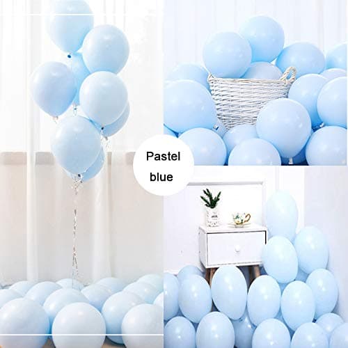 Party Pastel Balloons 100 pcs 10 inch Macaron Candy Colored Latex Balloons for Birthday Wedding Engagement Anniversary Christmas Festival Picnic or any Friends & Family Party Decorations-pastel blue