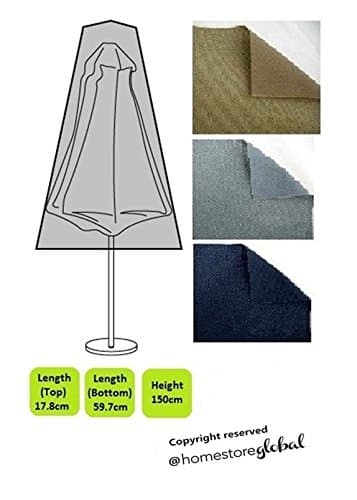 HomeStore Global Parasol cover in Grey (Regular size) - Thick & Durable high-quality 600D Polyester Canvas with double stitched seams for extra strength, All-weather resistant and anti-humidity - Size : Top 17.8, bottom 59.7 x (L) 150cm