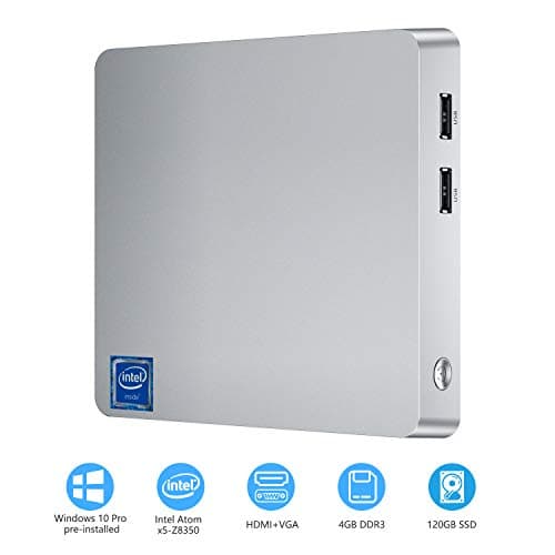 Mini PC, T11 Intel Atom Z8350 Windows 10 Pro Mini Computer 4GB DDR/32GB eMMC/120GB 2.5-Inch SATA III Internal SSD,Support 4K HD,HDMI+VGA Output,2.4G/5G WiFi,Bluetooth,1000Mbps Ethernet