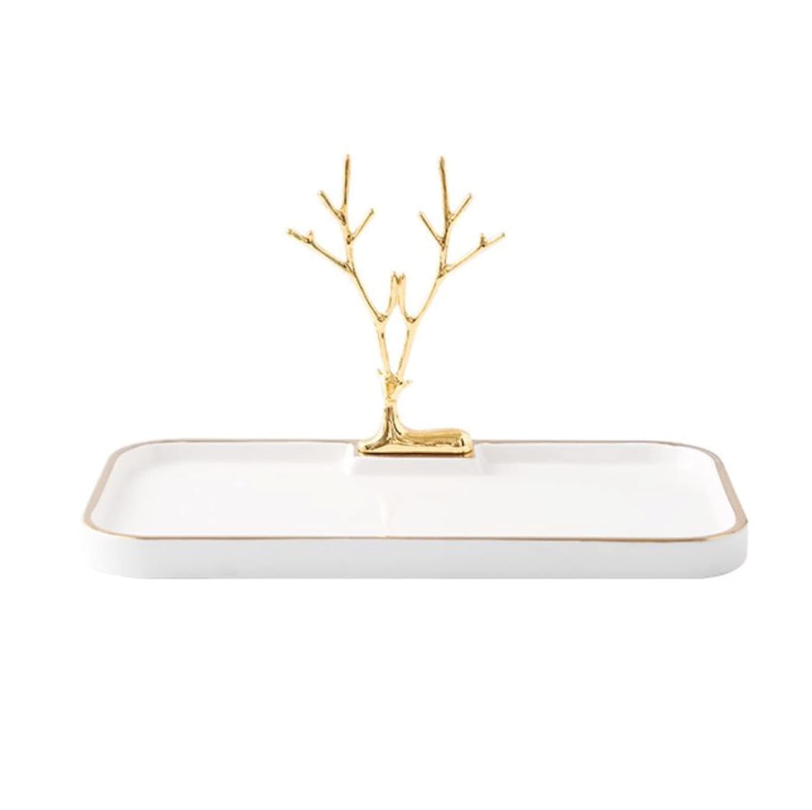 MZK BalGa Golden Antler Jewelry Tray ,Valet and Perfume Tray for Dresser, Catch All Dishes For Women ,Ring Holder, Key Bowl for Entryway Table,Decorative Vanity Tray Organizer for Bedroom