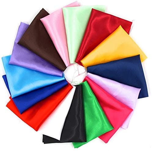 15pcs 2520cm Silky Satin Patchwork Fabric Bundle Quilting Wedding Table Decor in 15 Solid Color