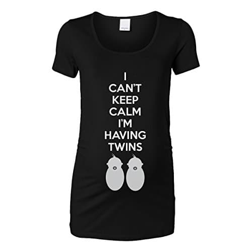 I Can't Keep Calm I'm Having Twins Women's Maternity T-Shirt (Black, Large)