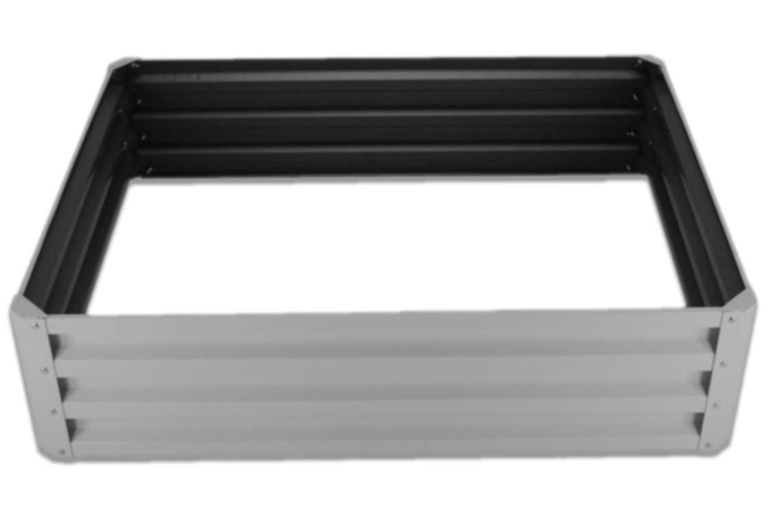 Stratco Raised Galvanized Steel Metal Outdoor Rectangular Garden Vegetable Bed Planter Box w/ 11 Cubic Feet Capacity, 47 x 35 x 12 Inches, Slate Gray