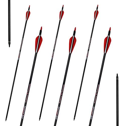 MS JUMPPER Archery Carbon Arrows Hunting Shafts 400 Spine with Plastic Vanes and Field Points for Compound Recurve Bow (Pack of 6)
