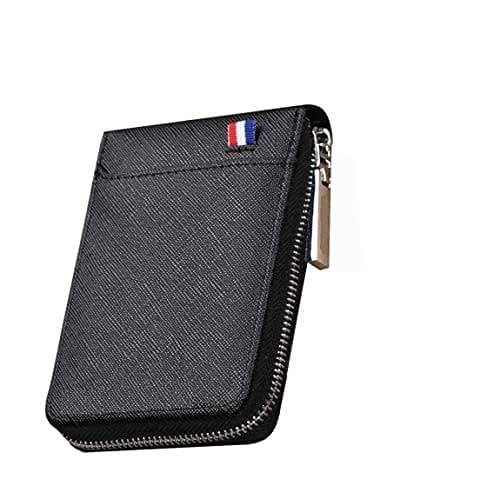 PRIME DEALS Imported 9 Slot Vertical Leather Credit/Debit Zipper Card Holder Money Wallet Zipper Coin Purse for Men & Women. (Black)