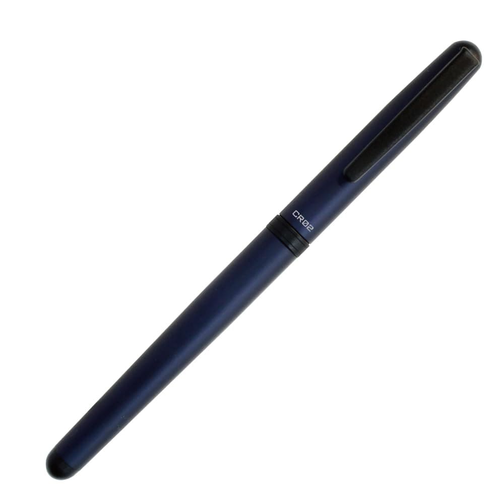 OHTO CR02 Ceramic Rollerball Pen, 0.5mm Fine Point, Medium-Thick Aluminum Barrel with Brass Components, Matte Blue, Refillable Water-Based Black Ink, CR02-05-MBL