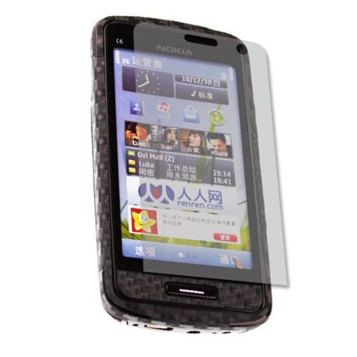 Nokia C6 01 Screen Protector + Carbon Fiber Full Body, Skinomi TechSkin Carbon Fiber Skin for Nokia C6 01 with Anti-Bubble Clear Film Screen