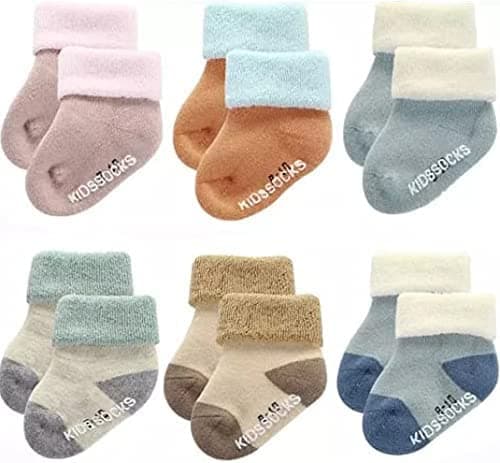 KhillayoxNewborn Baby Socks Warm Woolen Ankle Length for Kids (0-6 Months) Winter Socks for Baby Boys and Girls