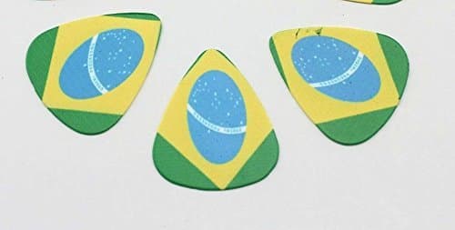 Acoustic Electric Guitar Picks Celluloid 0.71mm Picks 50 Pcs, Brazilian Flag Style
