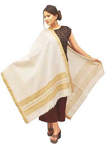 Traditional Indian Shawl (Kutchhi) for Women | Handmade Embroidery Work | White