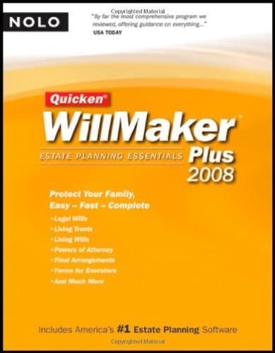Quicken Willmaker Plus 2008 Edition: Estate Planning Essentials (Book with CD-ROM) 4th edition by Editors of Nolo (2007) Paperback