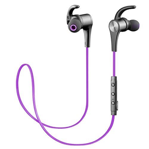 SoundPEATS Q12 Upgraded Version Bluetooth 4.1 Running Earphones Stereo Magnetic Earbuds with Mic, Red