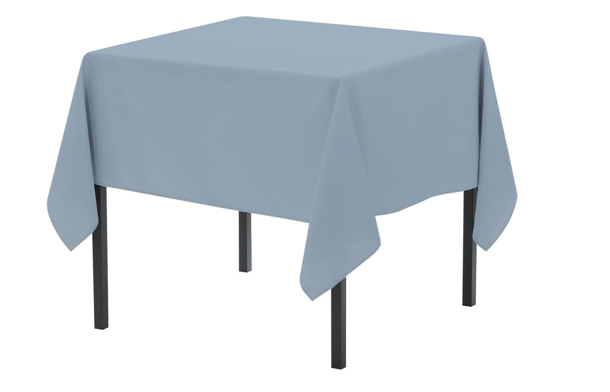 PompDusty Blue 52" x 52" Inch Square Premium Polyester Tablecloth | Wrinkle + Stain Resistant Easy Care Fabric | Fits Square or Round Table