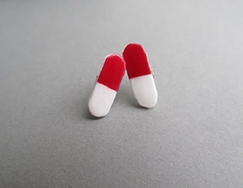 Nurse Red and White Happy Pills Stud Earrings Nursing accessories,