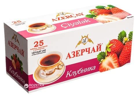 Azercay Black Tea with STRAWBERRY 25 Tea Bags Made in Azerbaijan Kosher Certified NO GMO