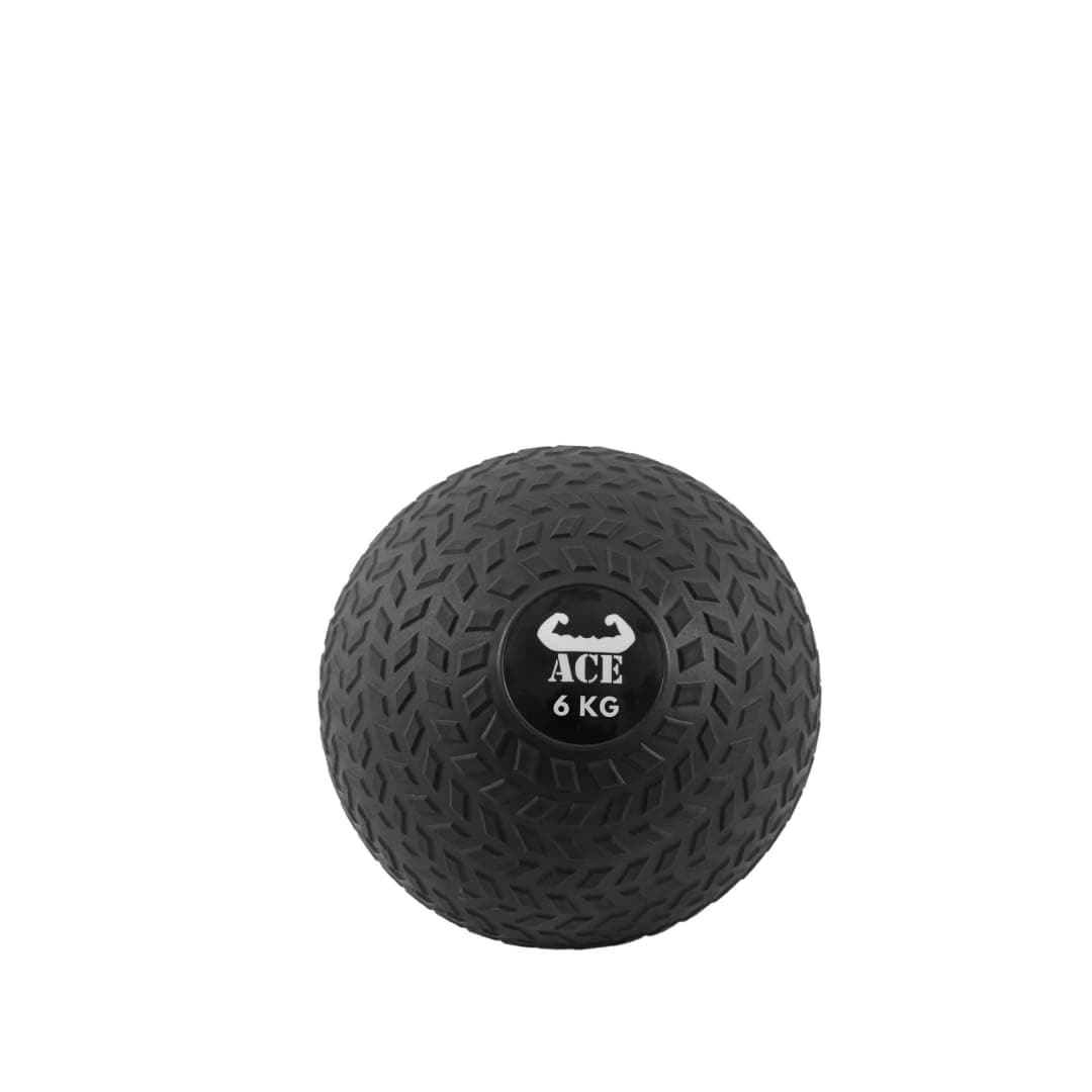 ACE Holistic Fitness 6kg Rubber Slam Ball | Dead Bounce Medicine Ball for Strength Training | Perfect Grip Workout Ball for Men & Women, Black