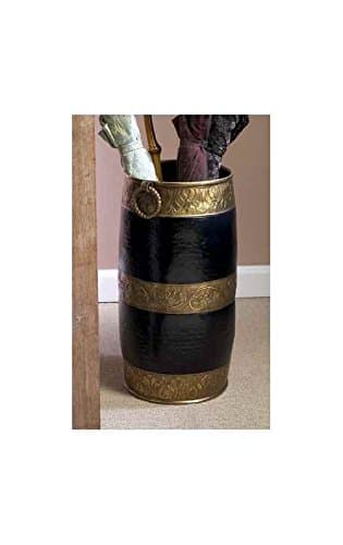 Umbrella Stand in Antique Brass and Black Morrocan