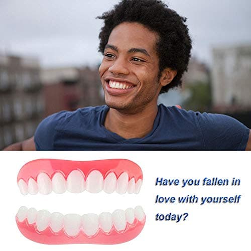 ISCTKZDPC Snap on Smile Temporary Cosmetic Teeth Protectors Denture Cover Simulated Braces Makeover Set for Tooth Whitening 1 Pair